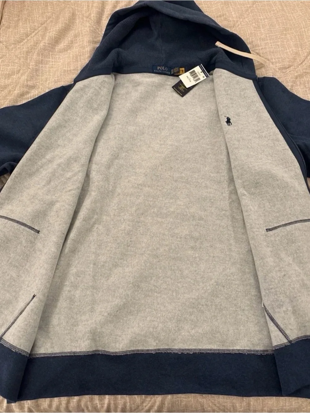 Polo Ralph Lauren: Blue Full-Zip Drawstring Hoodie - Size XXL - NWT, Unused